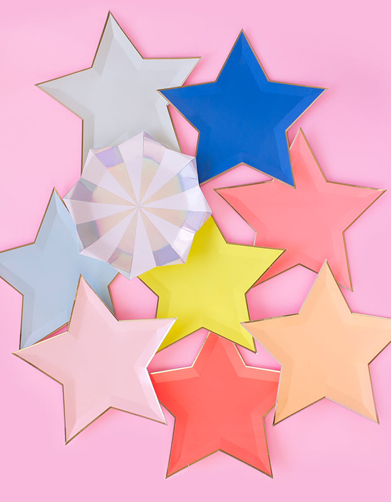 pink star paper plates