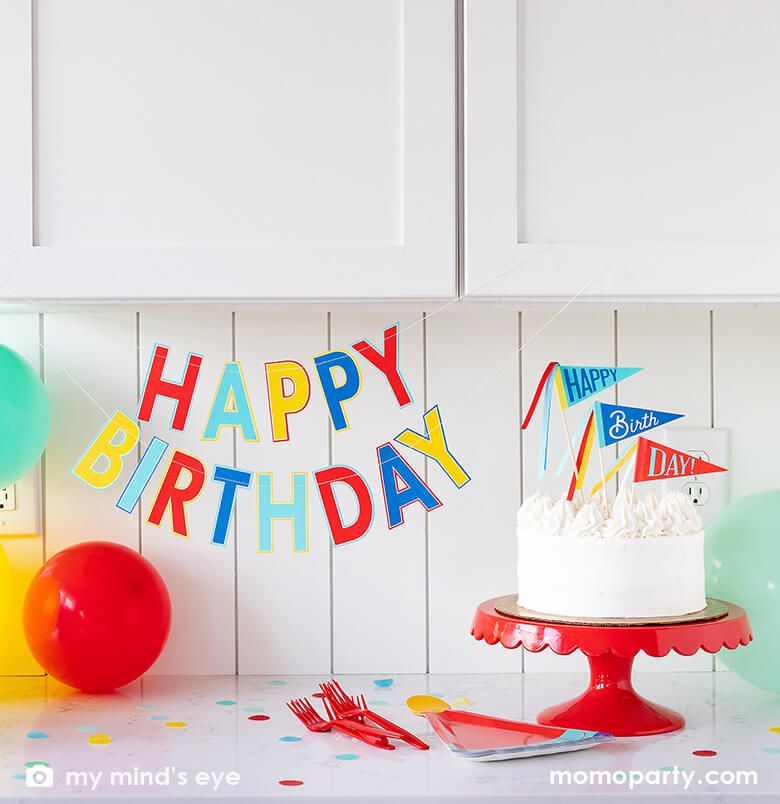 happy birthday cake banner printable