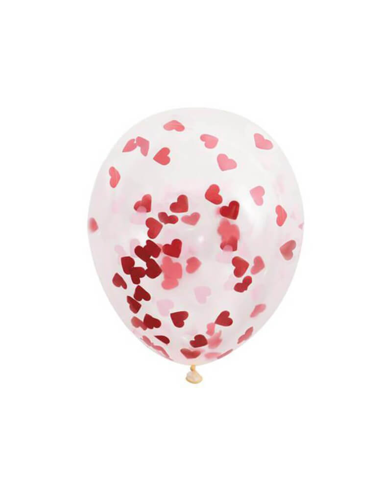 Clear 16 Latex Balloons with Heart-Shaped Confetti