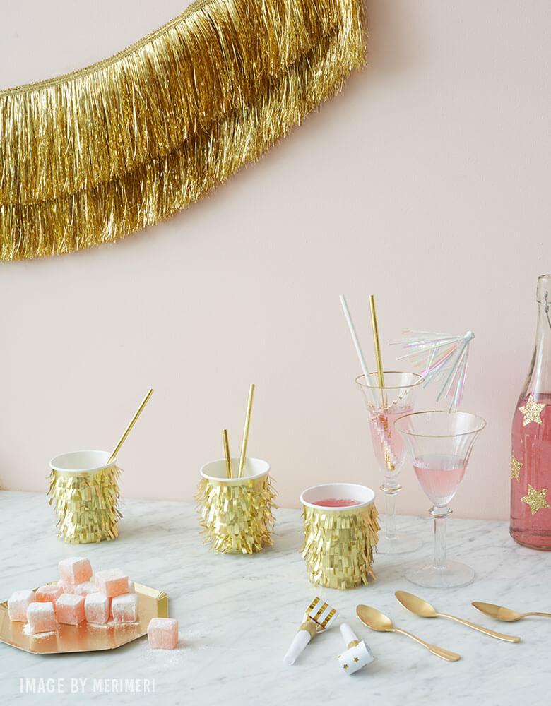 Tinsel Fringe Garland: Silver Iridescent – Pop & Pour Party Co