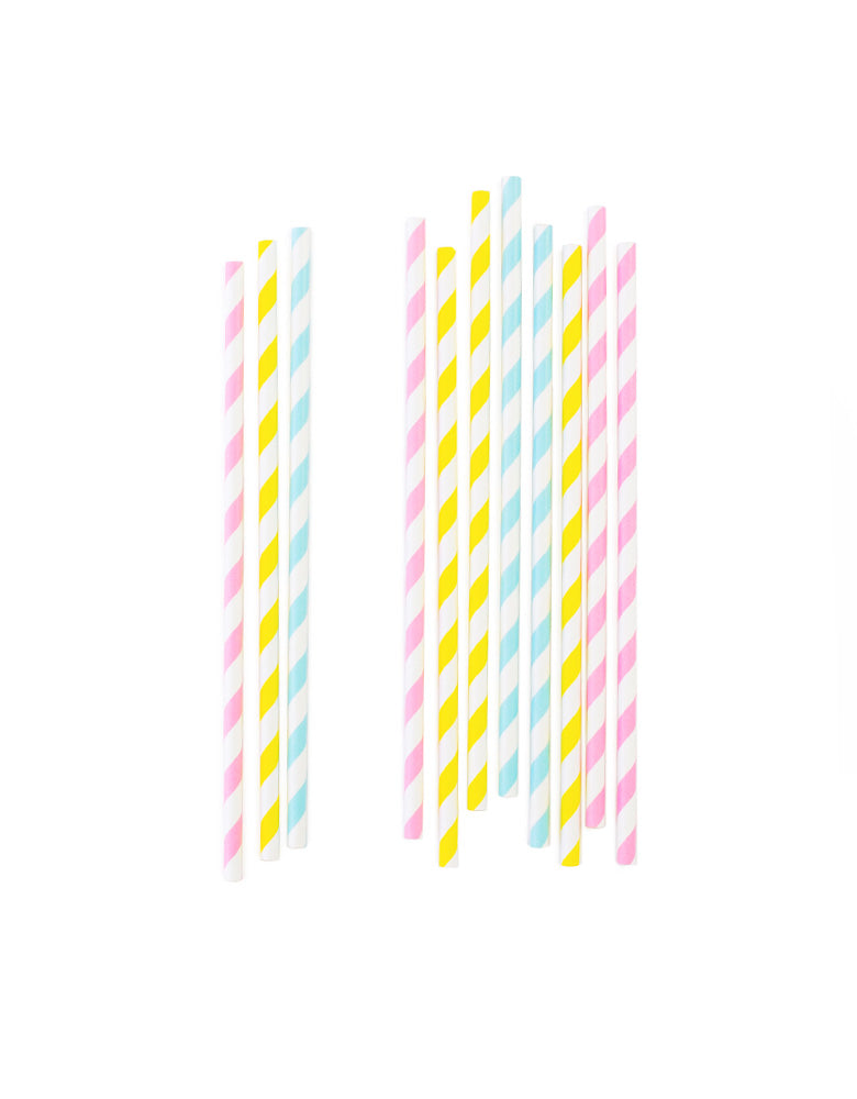 Pink Formal Paper Party Straws - 25 Pack – Girl Baby Shower Straws, Princess Straws, Pink Striped