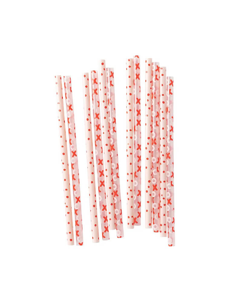 Heart Paper Straws, 7-3/4-inch, 25-Piece - White/Red