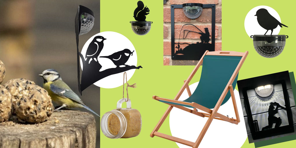 Garden Gifts for Father's who love being outside in nature and in their garden. Bird Feeders and Garden Chair.