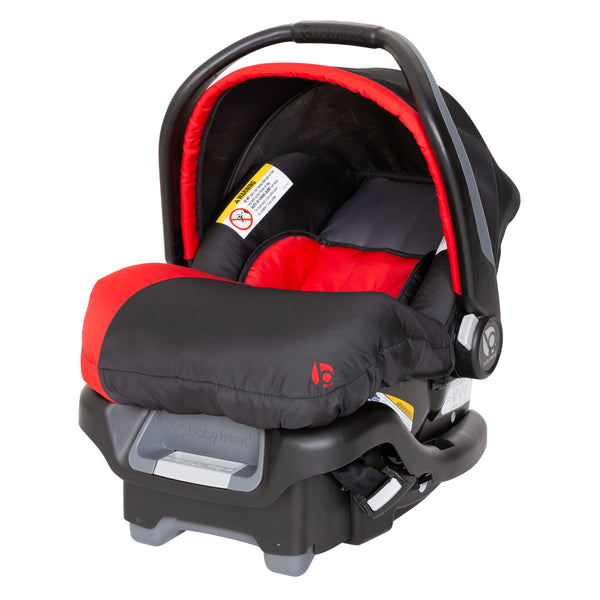 red car seat and stroller combo