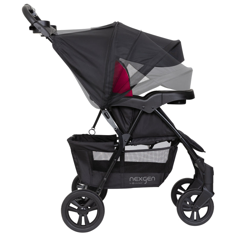 pink and white travel system