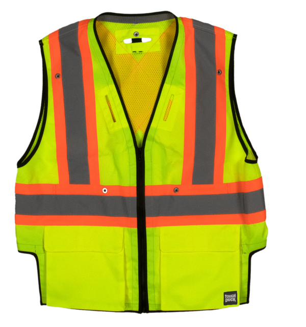 Duratech HI-VIZ Mesh Traffic Vest 5 Point Tear-Away Lime