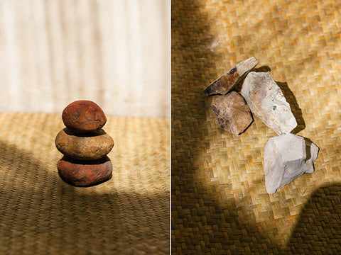 Bincang Noesa. (Kiri | Batuan dari Kebumen, Jawa Tengah Kanan | Batuan kapur dari Gunung Kidul, DIY) Koleksi Indira Cestra