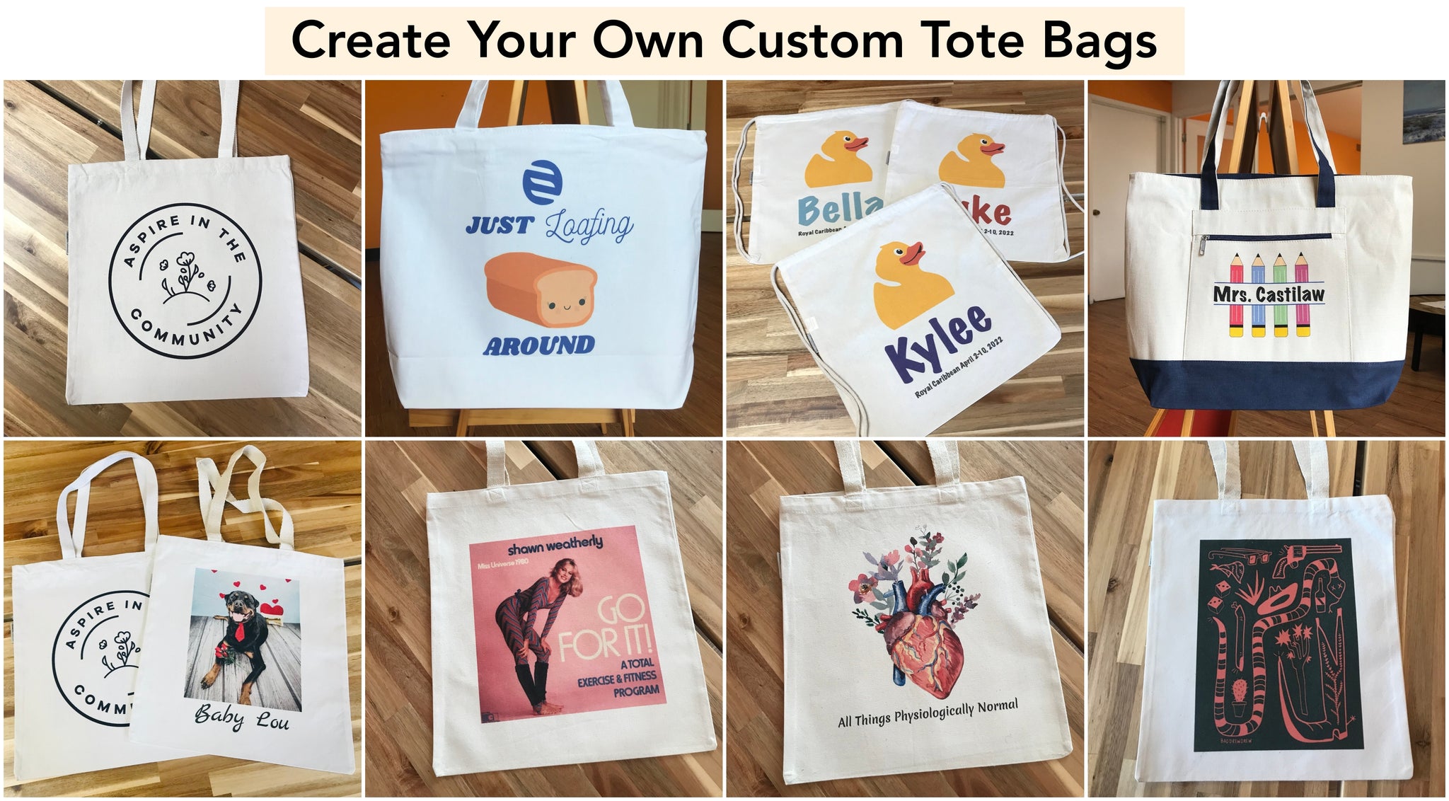 Custom Personalized Canvas Tote Bags, Screen Printed Bags, Digital Printed Cotton Totes Wholesale Cotton Bags in Bulk No Minimum Quantity