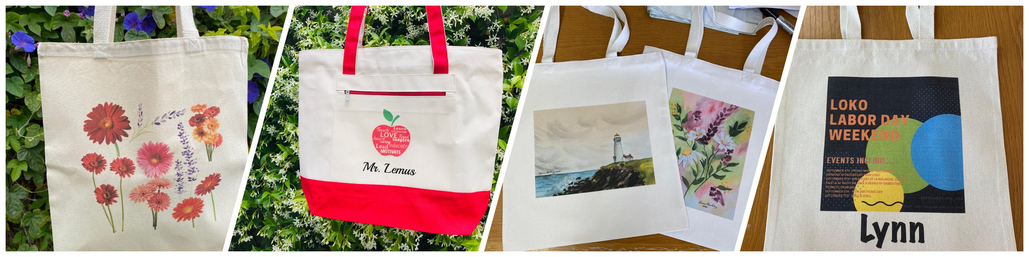 Personalized Canvas Tote Bags, Custom Printed Totes