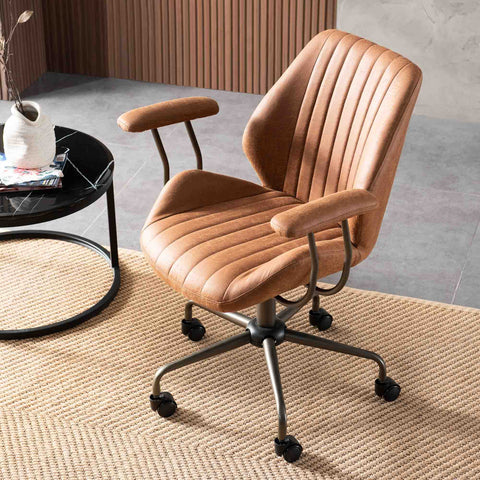 Ovios Office Chair Suede Fabric for Executive and Home Office Ergonomic Chair-Light Brown