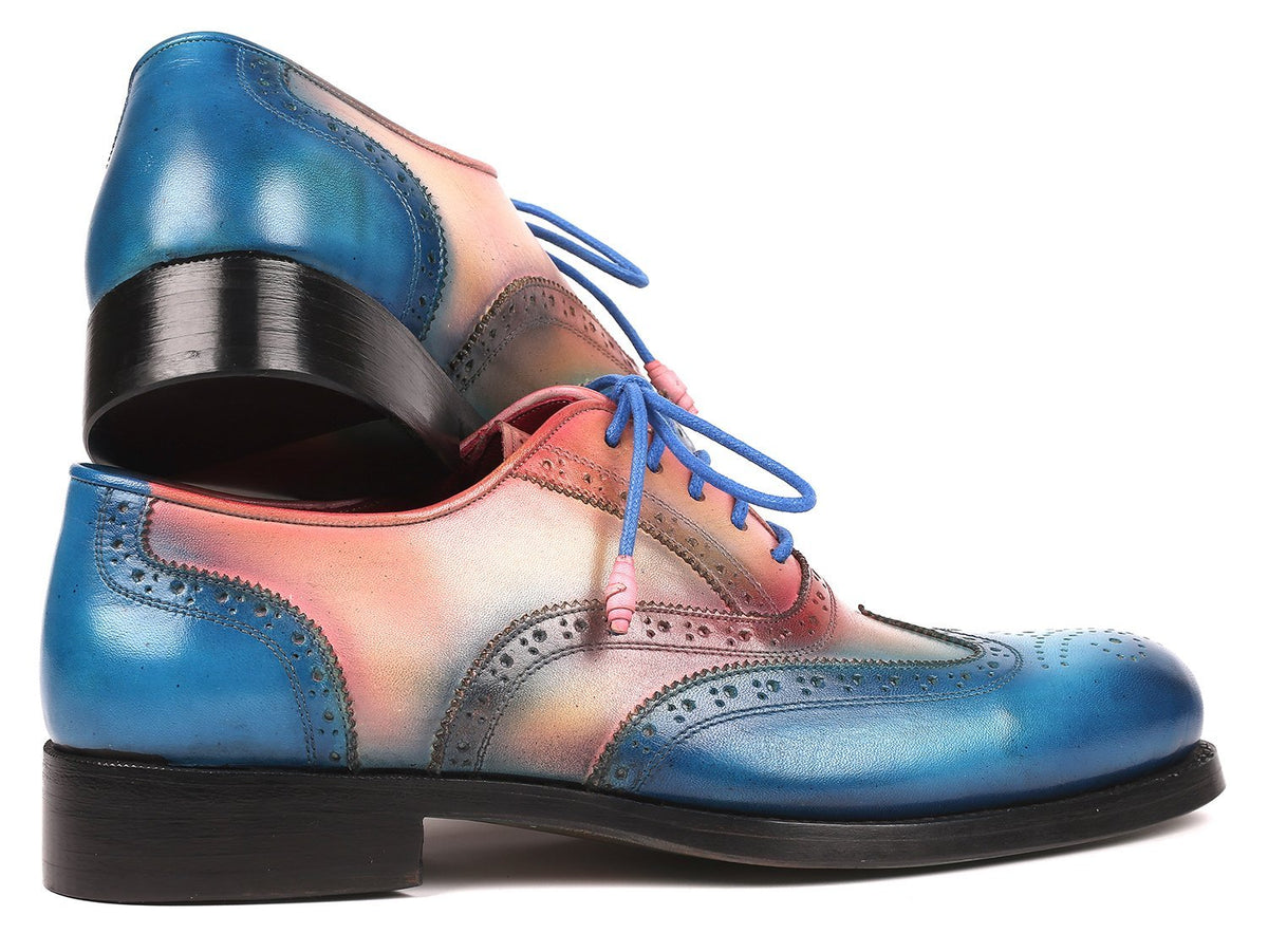 Paul Parkman Blue & Pink Men's Wingtip Oxfords Goodyear Welted (ID#027# ...