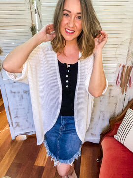 Maggie Curved Hem Waffle Cardigan