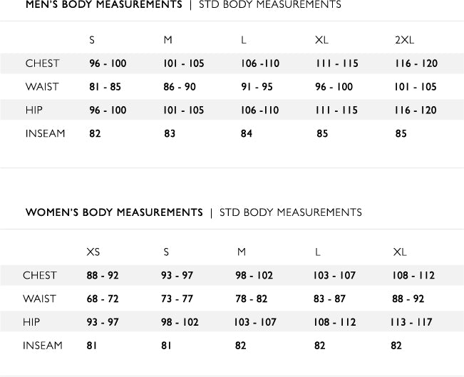 Sizing Guide – Alchemy Equipment NZ