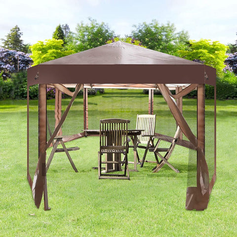 6.5' x 6.5' Outdoor Gazebo Patio Hexagonal Canopy Tent Sun Shade with Mosquito Netting and Carry Bag for Backyard Party