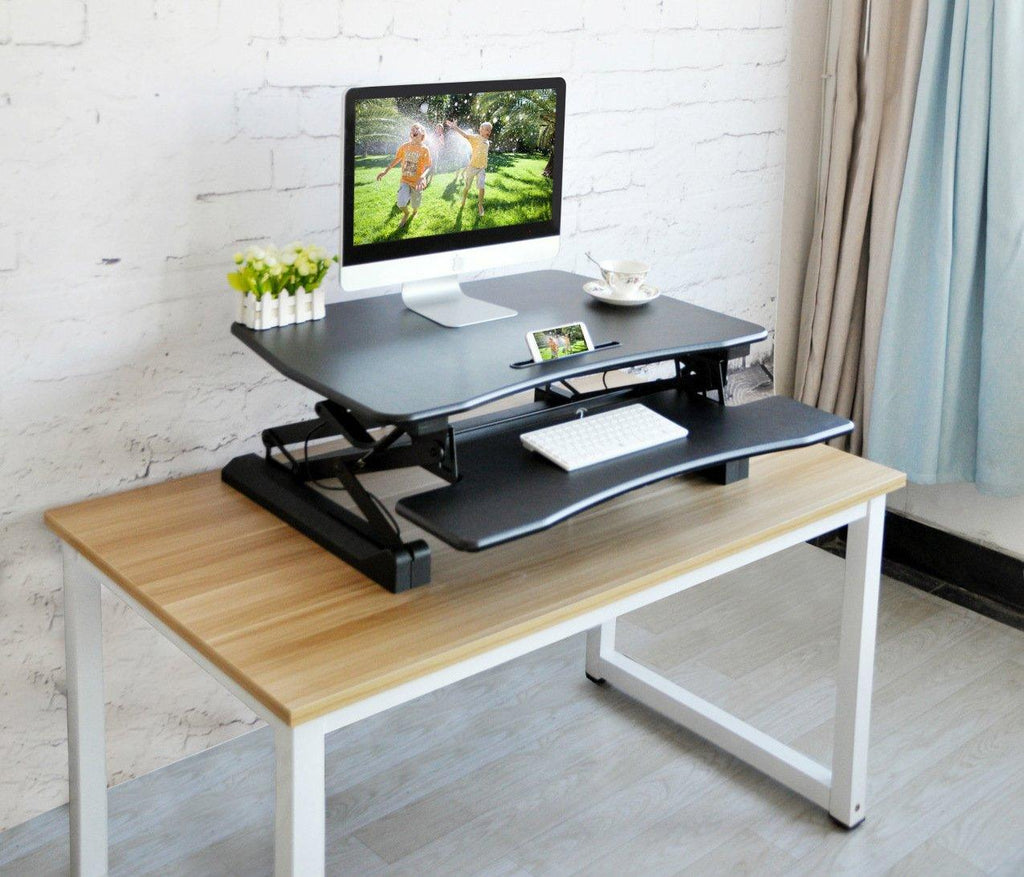 Adjustable Stand Up Desk Dual Monitor 35 Wide Platform Black