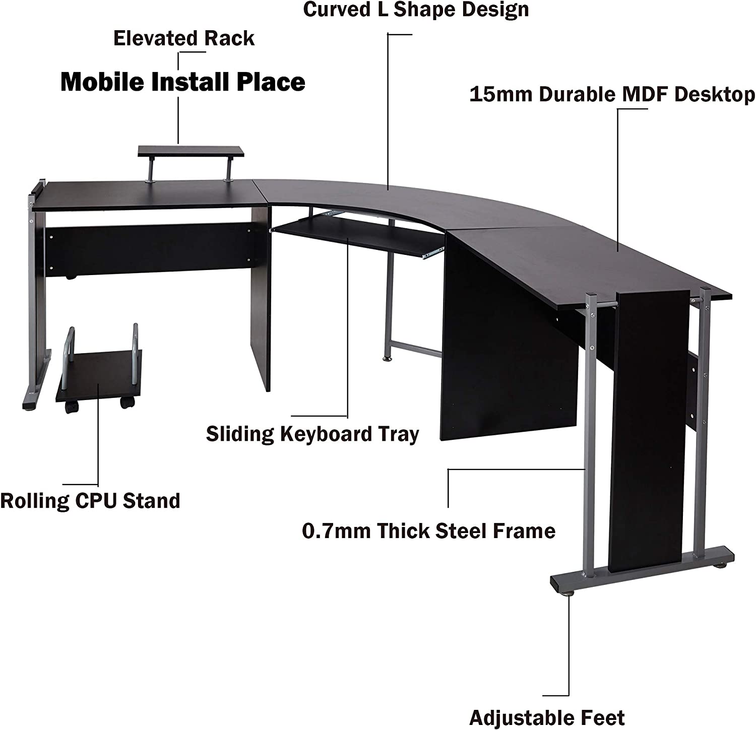 rounded l shaped desk