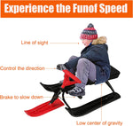 Snow Racer Sled, Ski Sled Snowboard with Steering Wheel & Twin Brakes for Downhill and Uphill