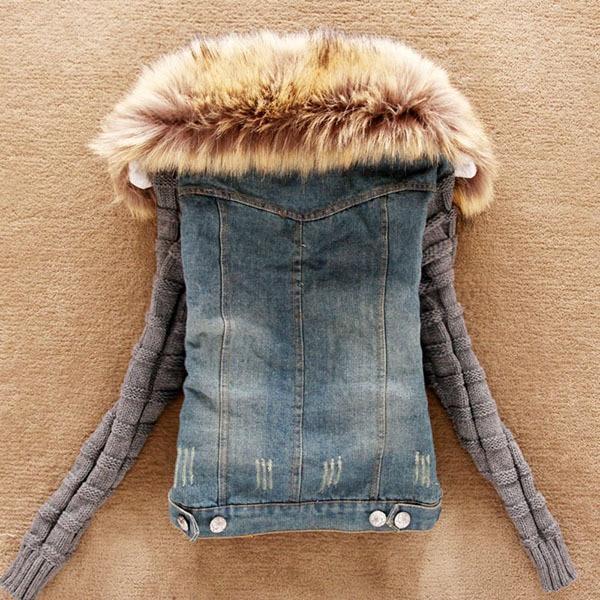 denim jacket with fur women