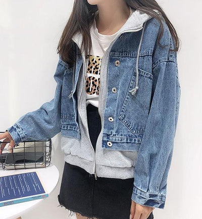 hooded denim jacket womens