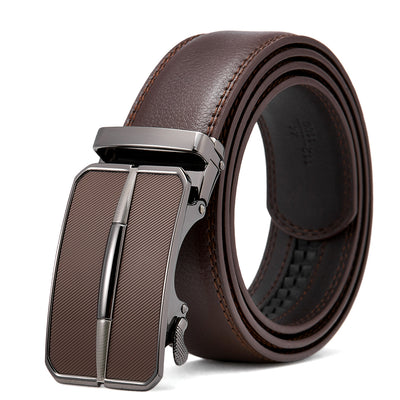 GALLERY SEVEN Mens Ratchet Belts Leather - Automatic Buckle - Men Dress Belt  - Black- Modern Business - Adjustable from 28 to 44 waist at  Men's  Clothing store