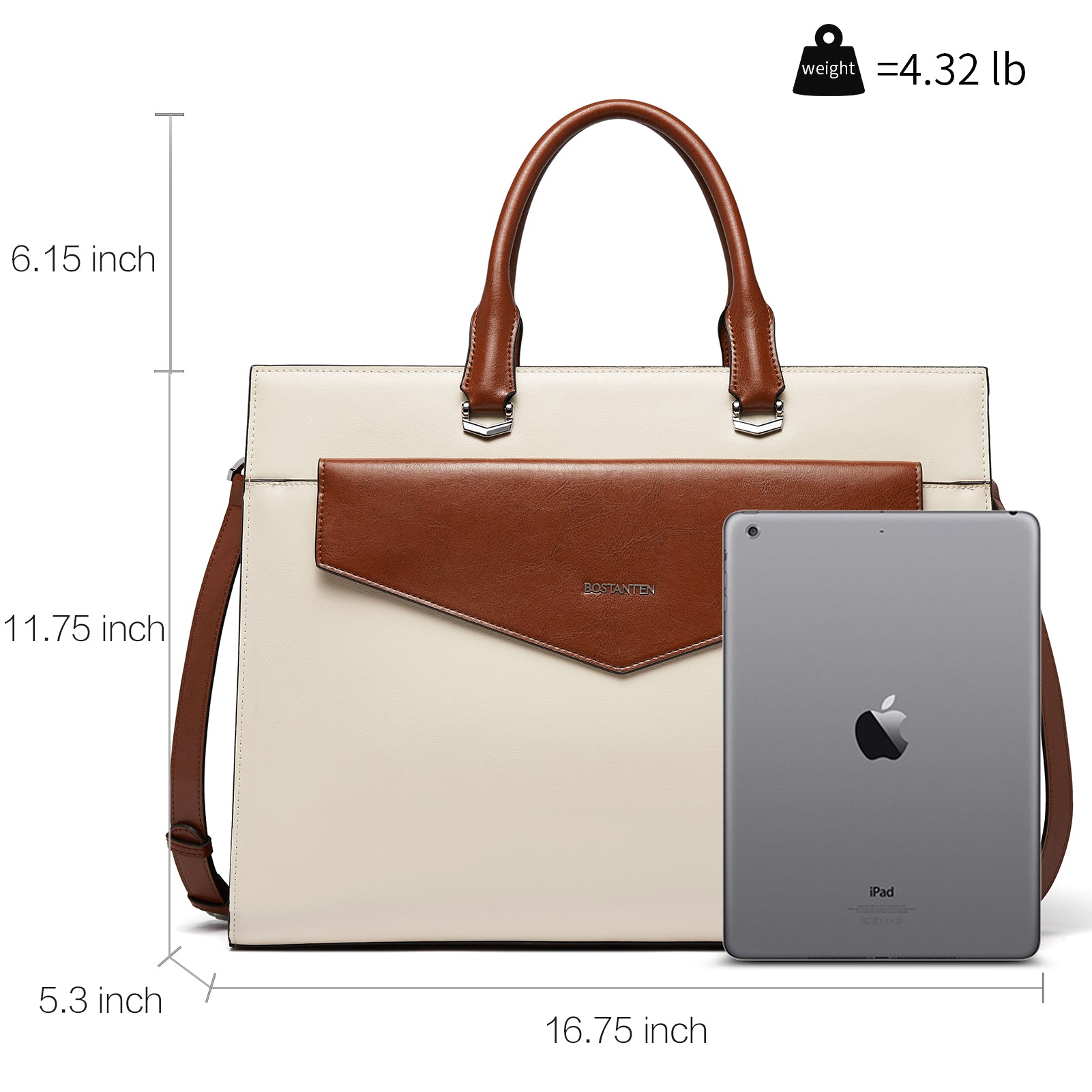 BOSTANTEN Briefcase for Women Laptop Tote 15.6 Inch Genuine Leather Ha ...