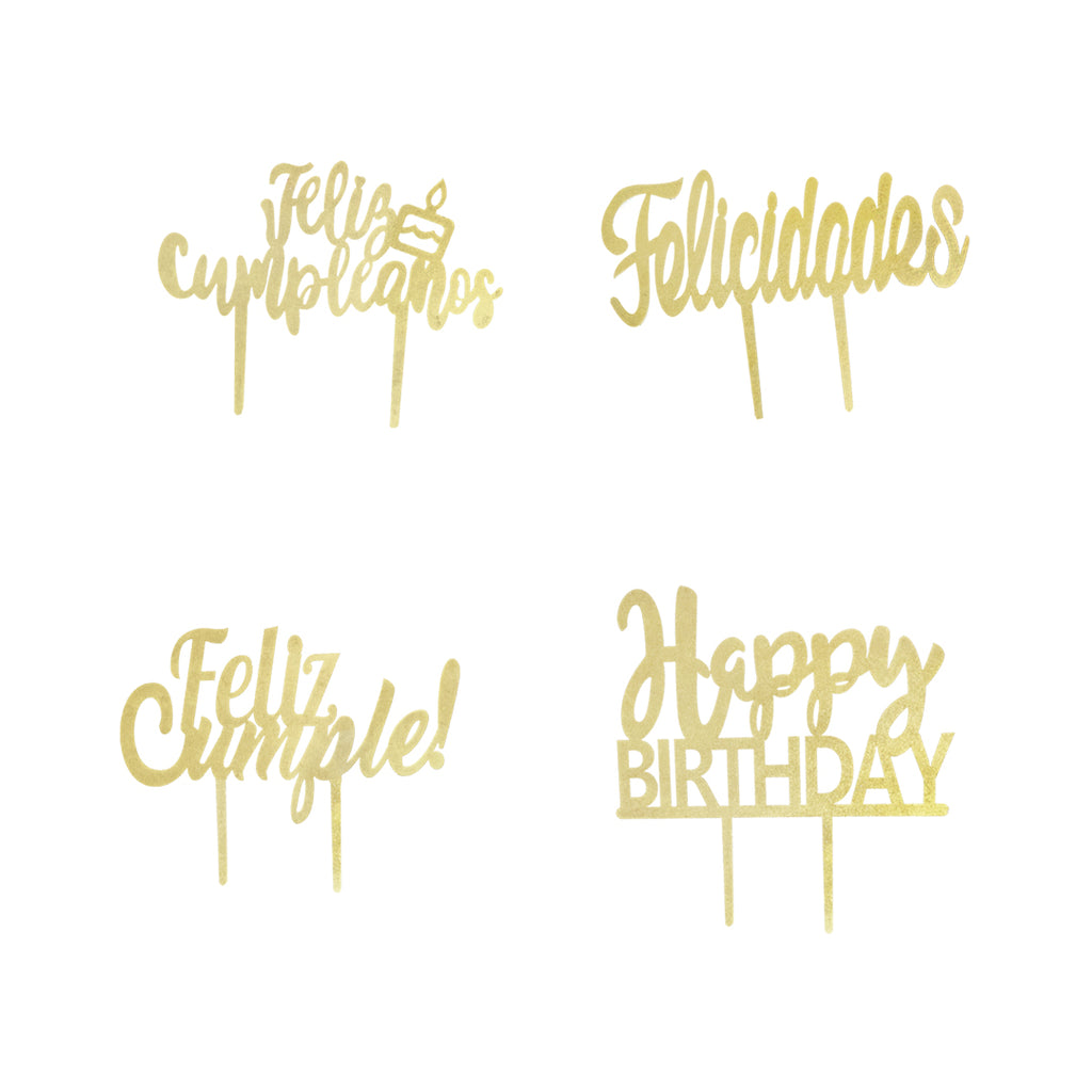 Frases para Pastel Cake Toppers Metálicos (4-Pack) – ComDiez