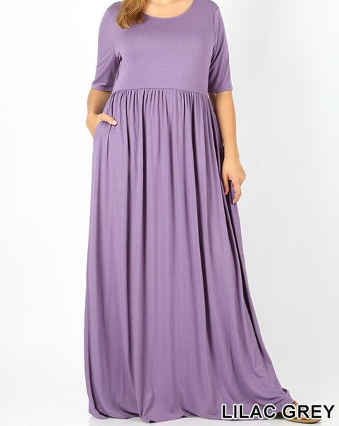 lilac grey maxi dress