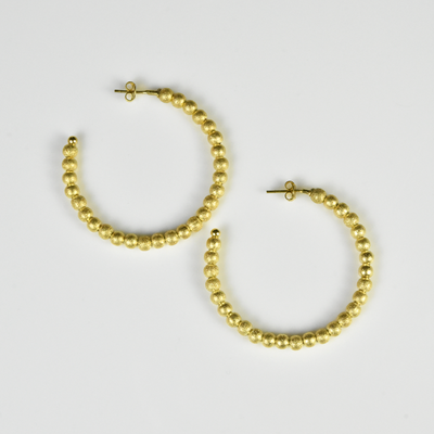 Beaded Hoop Earrings in Gold Tone - Goldmakers Fine Jewelry