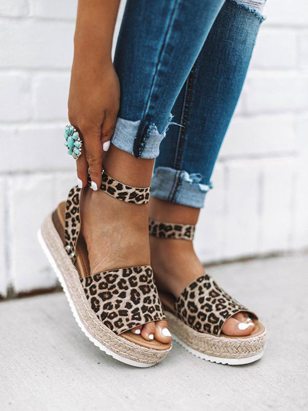 Leopard Print Thick Platform Women's Sandals – Xixi Fairy
