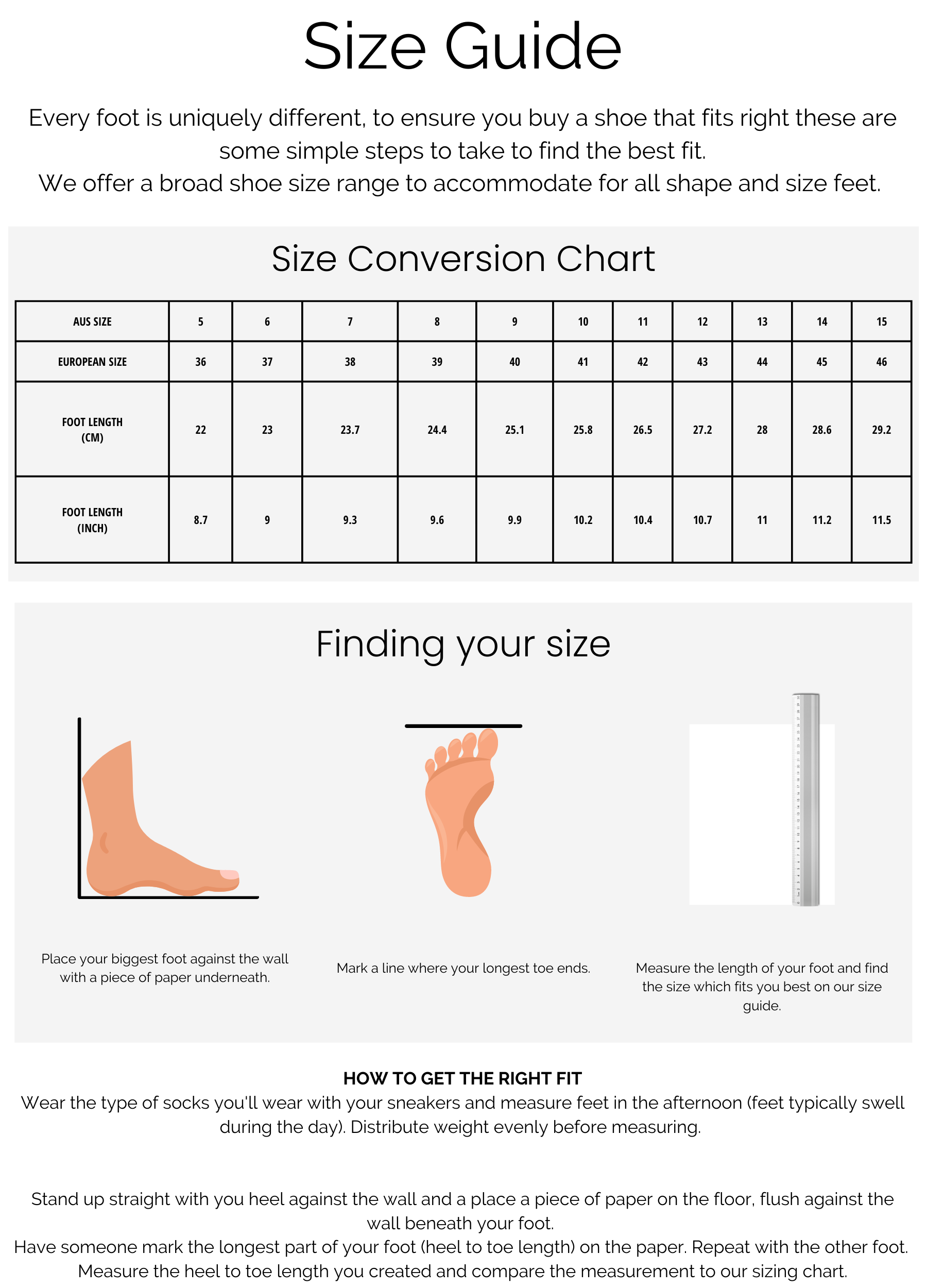 Womens Shoes Size Chart • Bueno Shoes