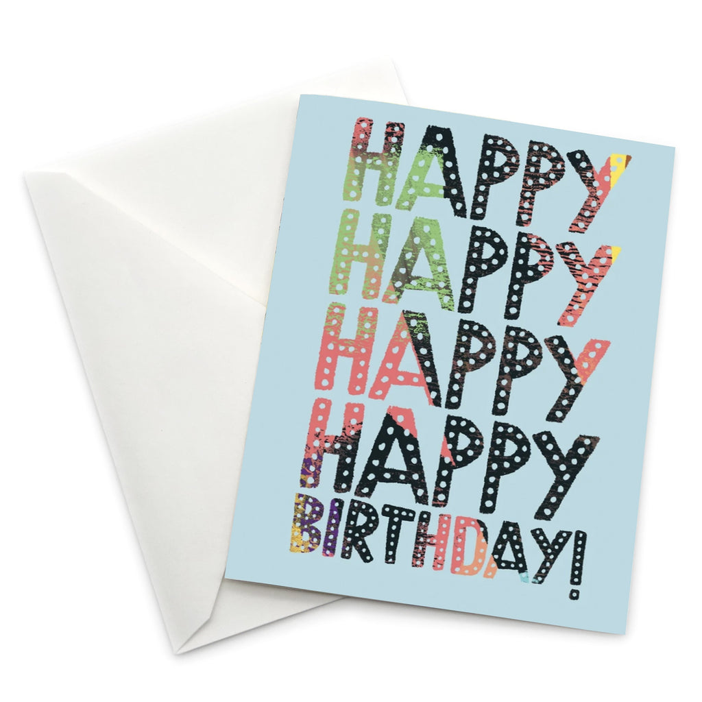 Birthday Card: Happy Happy Birthday - Light Blue | Papersalt