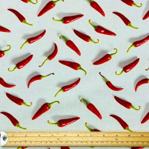 Red Peppers Cotton Canvas Fabric - Pound Fabrics