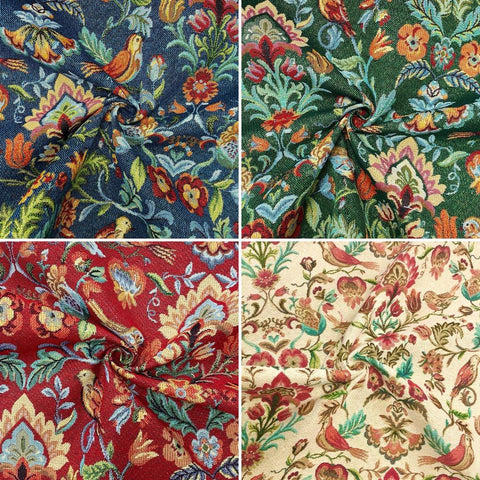 Birds and Flowers Tapestry Fabric - Pound Fabrics