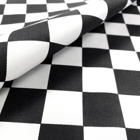 Polycotton Printed CHECKERED BLACK WHITE Fabric By the Yard : :  Home