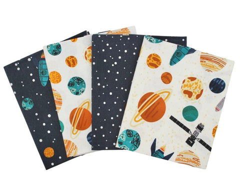 Rockets and Planets 4 Piece Cotton Fat Quarter Bundle - Pound Fabrics