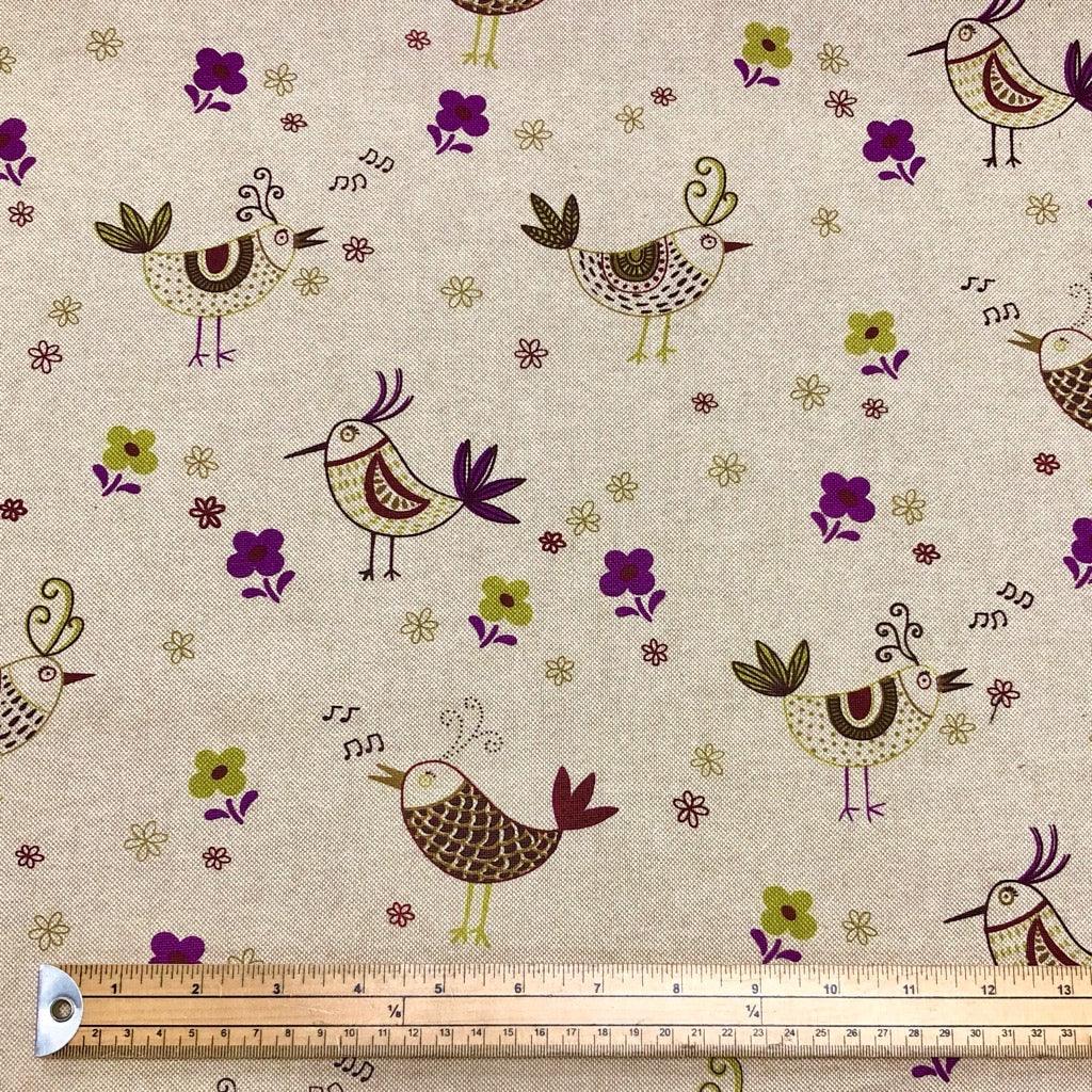 Large Birds And Flowers Cotton Canvas Fabric Pound Fabrics