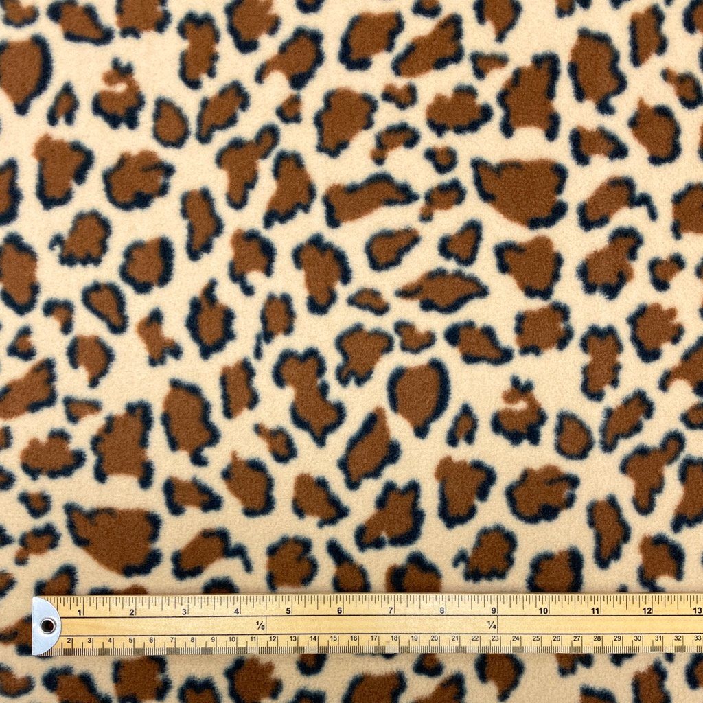 Brown Leopard Anti Pill Polar Fleece Fabric - Pound Fabrics