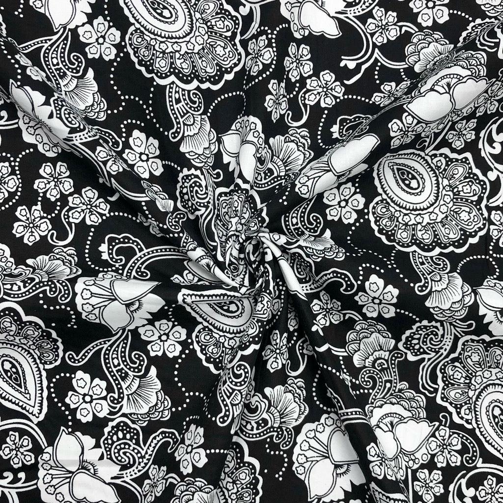 Henna Flowers Cotton Poplin Fabric