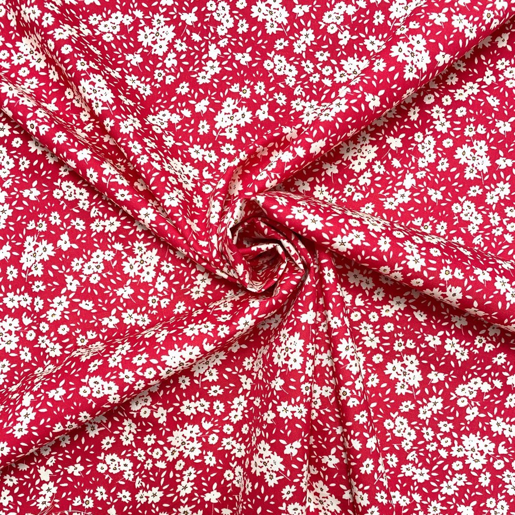 Ditsy Floral Rose & Hubble Cotton Poplin Fabric | Pound Fabrics