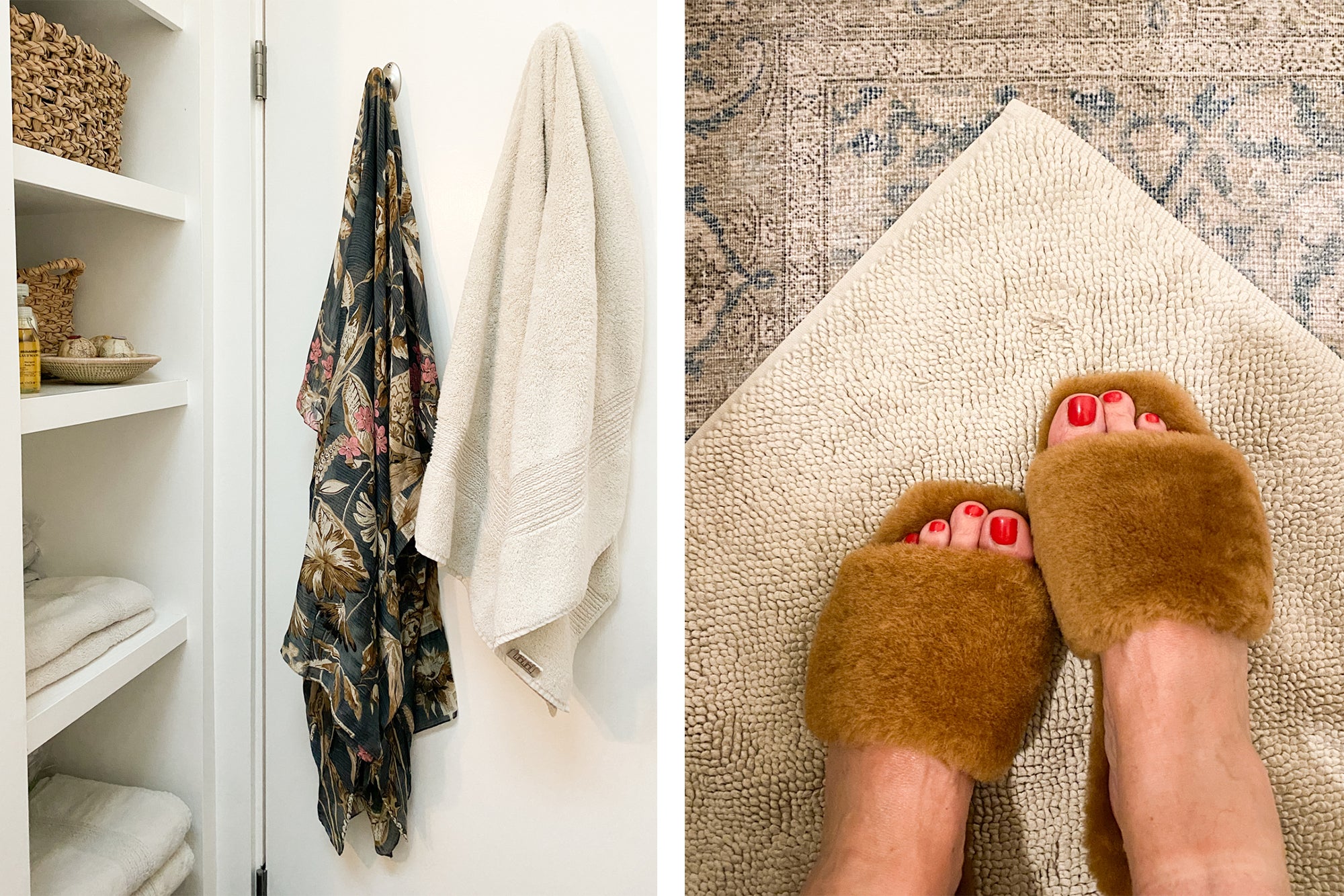 Shearling Slippers and Robe