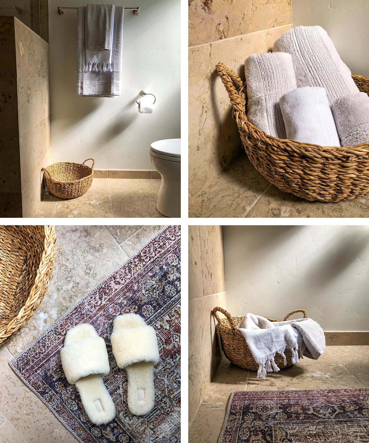 Organic Bath Towels and Aeyde Shearling Slippers