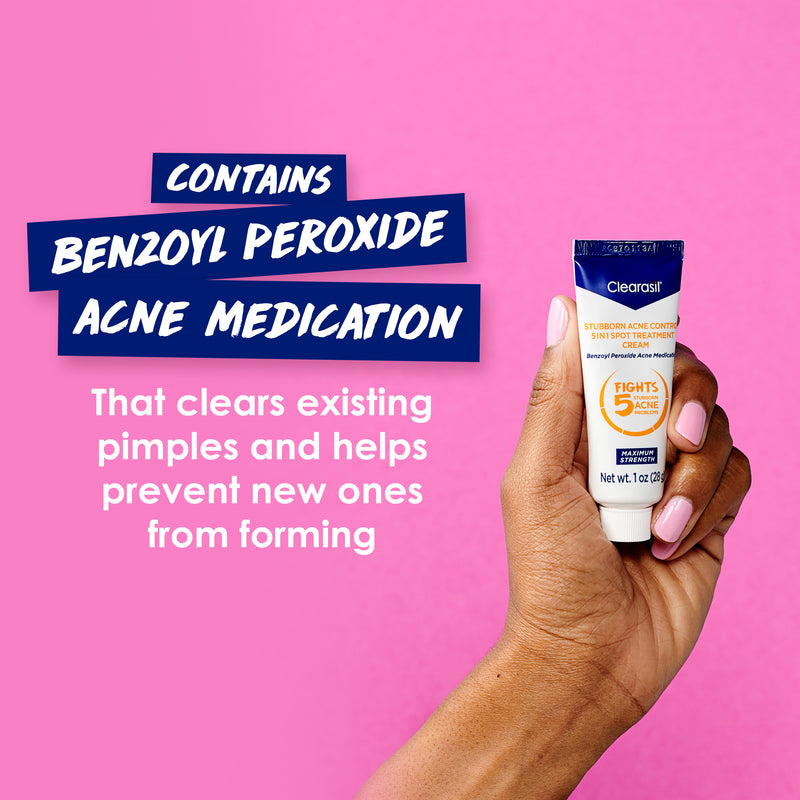 Clearasil Benzoyl Peroxide Stubborn Acne Spot Treatment Cream 1 Oz