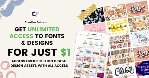 Get Unlimited Access to fonts & designs for just $1