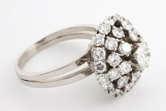 Vintage diamond dome cluster ring in white gold