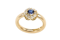 Sapphire gold cluster ring