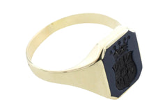 Vintage signet ring rectangular stone family crest