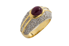 Gold ruby and diamond cocktail ring