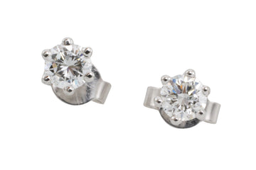 Diamond studs in 14 carat white gold-Earrings-The Antique Ring Shop