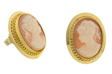 Cameo earrings in 14 carat gold-Earrings-The Antique Ring Shop