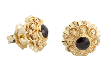 Garnet earrings in 14 carat gold-Earrings-The Antique Ring Shop